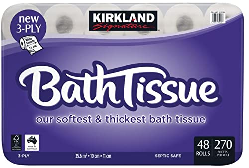 Kirkland Signature 3 ply bath tissue 48 rolls 270 sheets per roll
