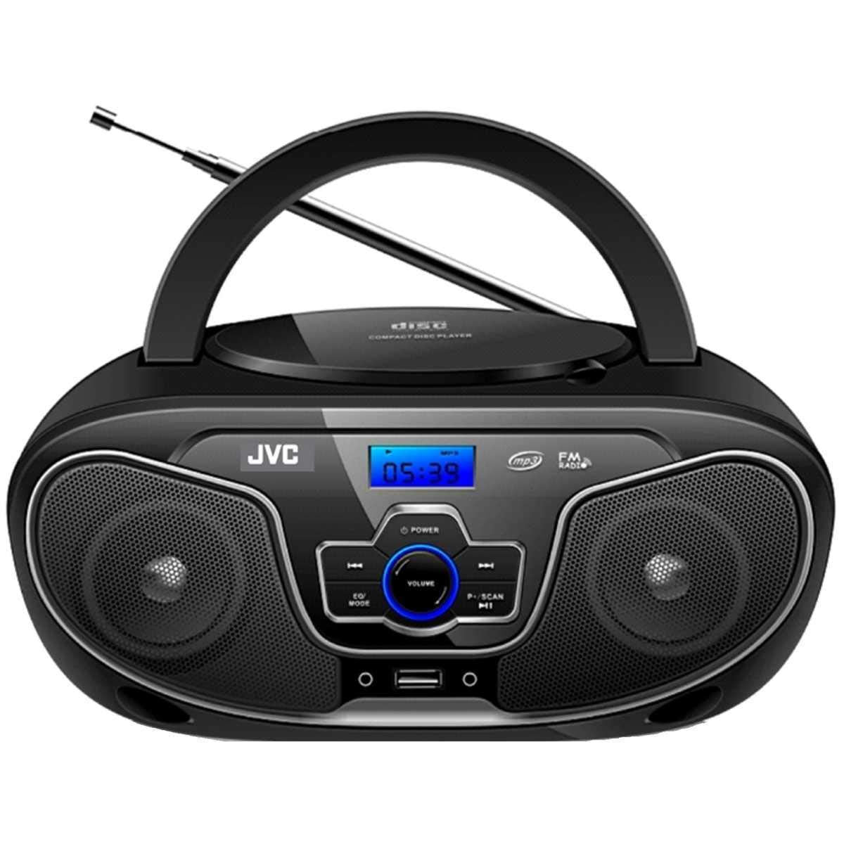 JVC Portable Bluetooth CD Player Boombox/USB/MP3/FM Radio/LCD Display 2X 4W Speaker