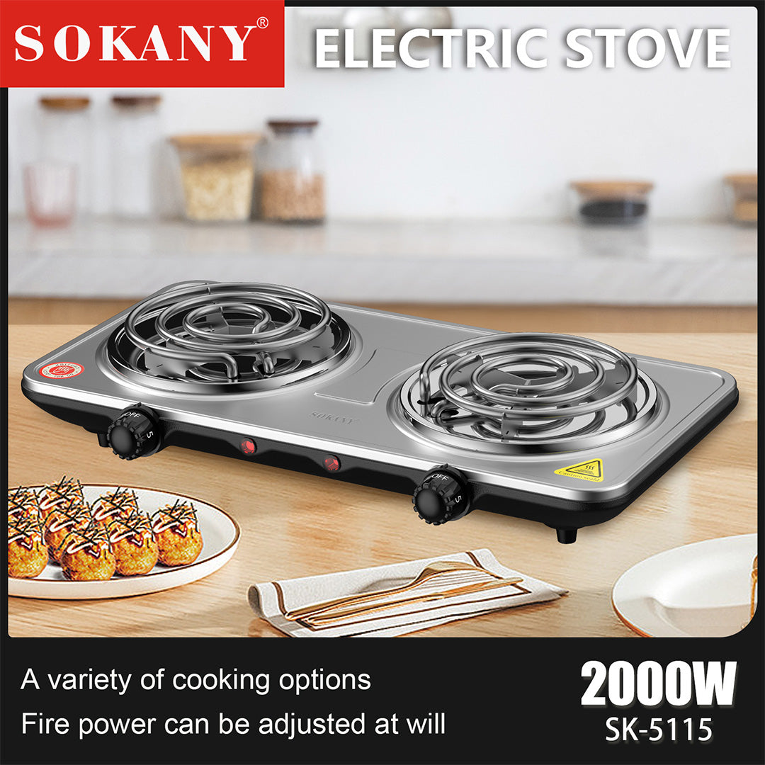 SOKANY SK-5115 Multifunctional Electric Stove – 2000W Dual Burner
