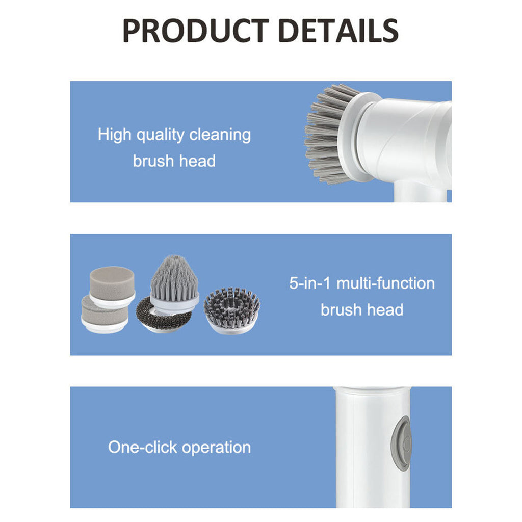 5-in-1 Multi-Function Rechargeable Cleaning Tool Handheld Kitchen Scrubber, wall cleaner, sneaker cleaner
