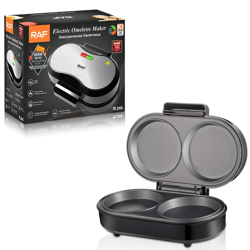 Dual omelette and burger maker with two non-stick cooking compartments