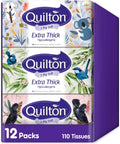 Quilton 3 Ply Extra Thick Hypo-Allergenic Facial Tissues, 12 boxes x 110 sheets, 1320 tissues total
