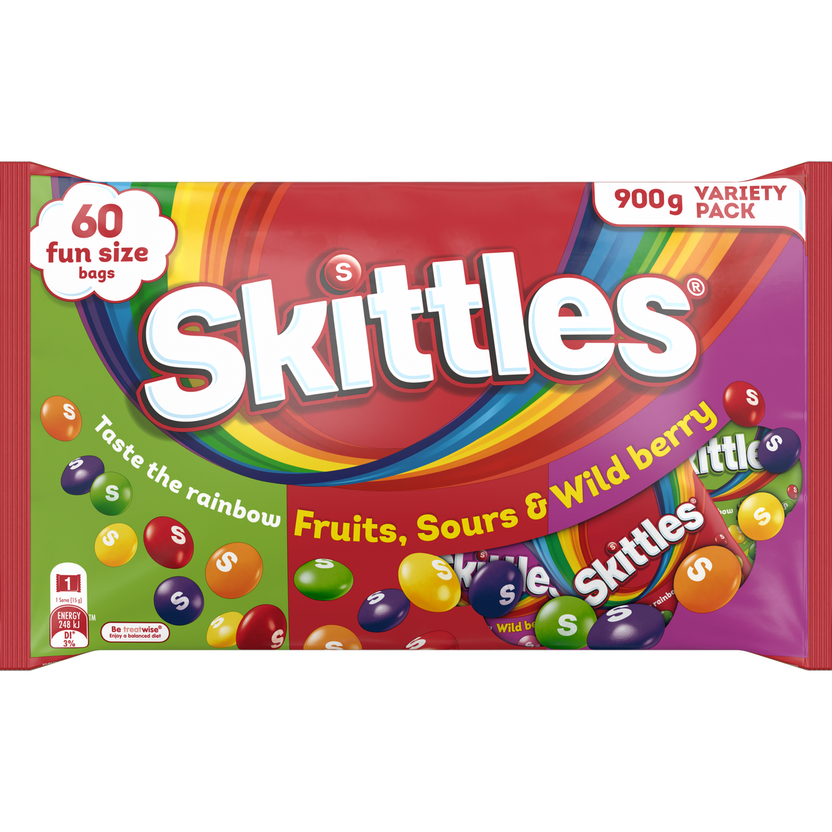 Skittles variety fun size candy 60 pack 900g