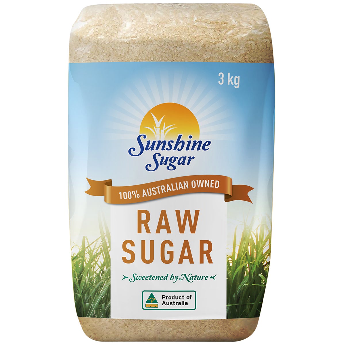 Sunshine Raw Sugar 3kg bulk pantry pack