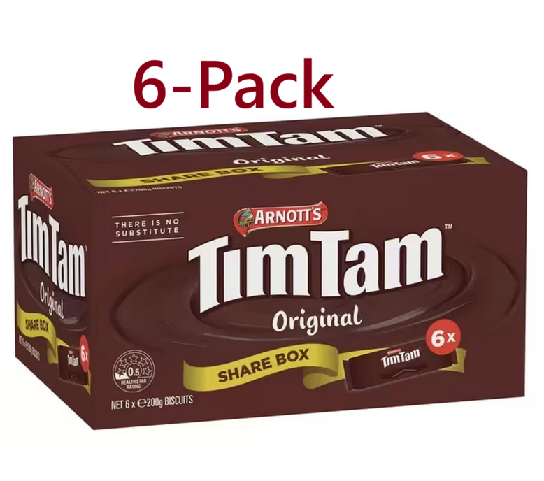 Arnott's Tim Tam Original Chocolate Biscuits 200g (Bulk 6 Pack) - Stocking Filler & Care Package Gift Idea