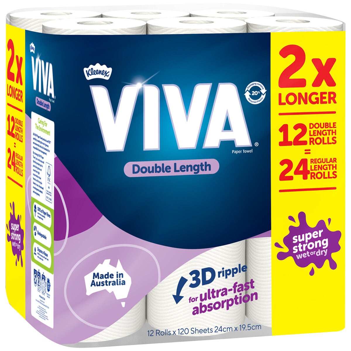 Viva Double Roll Paper Towels 120 Sheets x 12 Pack